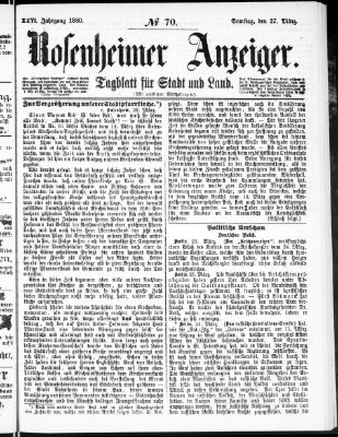 Rosenheimer Anzeiger Samstag 27. März 1880