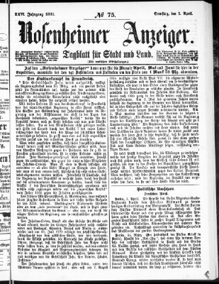 Rosenheimer Anzeiger Samstag 3. April 1880