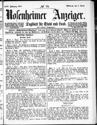 Rosenheimer Anzeiger Mittwoch 7. April 1880