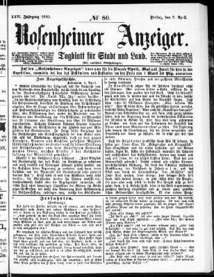 Rosenheimer Anzeiger Freitag 9. April 1880