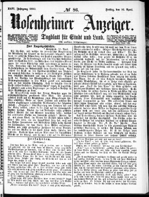 Rosenheimer Anzeiger Freitag 16. April 1880