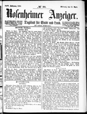 Rosenheimer Anzeiger Mittwoch 21. April 1880