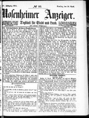 Rosenheimer Anzeiger Samstag 24. April 1880