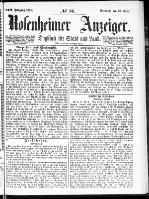 Rosenheimer Anzeiger Mittwoch 28. April 1880