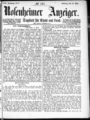 Rosenheimer Anzeiger Sonntag 16. Mai 1880