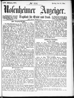 Rosenheimer Anzeiger Freitag 21. Mai 1880