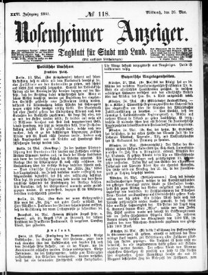 Rosenheimer Anzeiger Mittwoch 26. Mai 1880