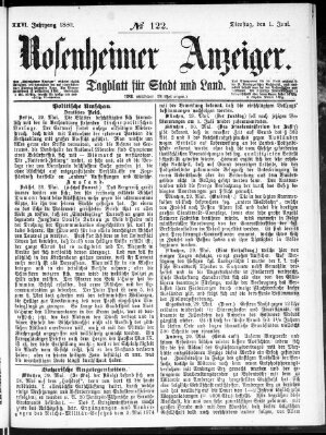 Rosenheimer Anzeiger Dienstag 1. Juni 1880