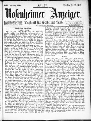 Rosenheimer Anzeiger Samstag 19. Juni 1880