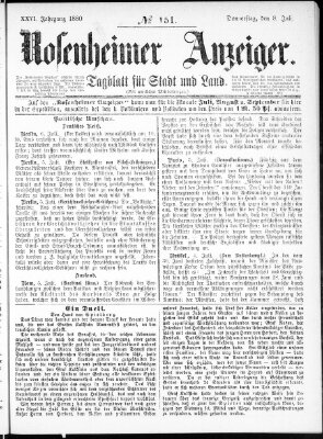 Rosenheimer Anzeiger Donnerstag 8. Juli 1880