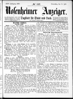 Rosenheimer Anzeiger Donnerstag 15. Juli 1880