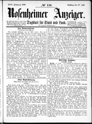 Rosenheimer Anzeiger Samstag 17. Juli 1880