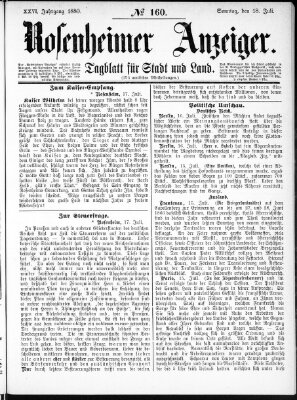 Rosenheimer Anzeiger Sonntag 18. Juli 1880