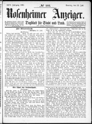 Rosenheimer Anzeiger Sonntag 25. Juli 1880