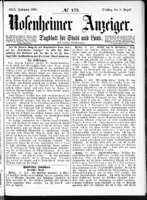 Rosenheimer Anzeiger Dienstag 3. August 1880