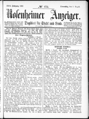 Rosenheimer Anzeiger Donnerstag 5. August 1880