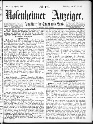 Rosenheimer Anzeiger Dienstag 10. August 1880