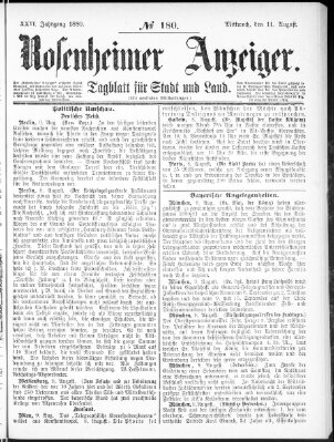 Rosenheimer Anzeiger Mittwoch 11. August 1880