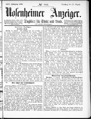 Rosenheimer Anzeiger Samstag 21. August 1880