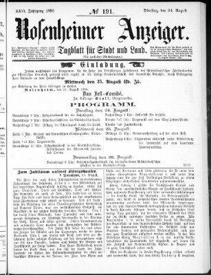 Rosenheimer Anzeiger Dienstag 24. August 1880