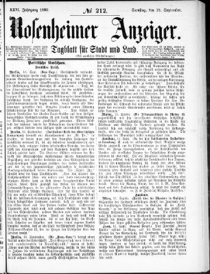 Rosenheimer Anzeiger Samstag 18. September 1880