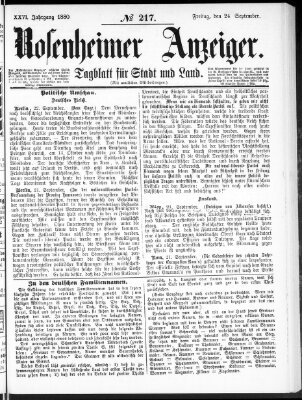 Rosenheimer Anzeiger Freitag 24. September 1880