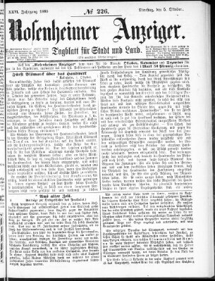 Rosenheimer Anzeiger Dienstag 5. Oktober 1880