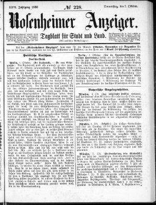 Rosenheimer Anzeiger Donnerstag 7. Oktober 1880