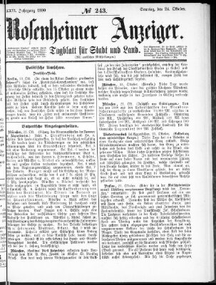 Rosenheimer Anzeiger Sonntag 24. Oktober 1880