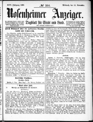 Rosenheimer Anzeiger Mittwoch 10. November 1880