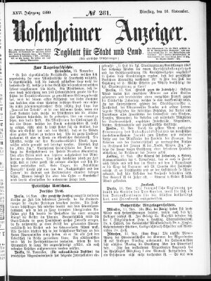 Rosenheimer Anzeiger Dienstag 16. November 1880