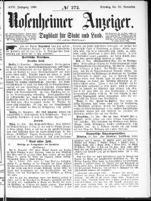 Rosenheimer Anzeiger Sonntag 28. November 1880