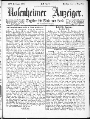 Rosenheimer Anzeiger Samstag 11. Dezember 1880