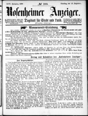 Rosenheimer Anzeiger Samstag 18. Dezember 1880