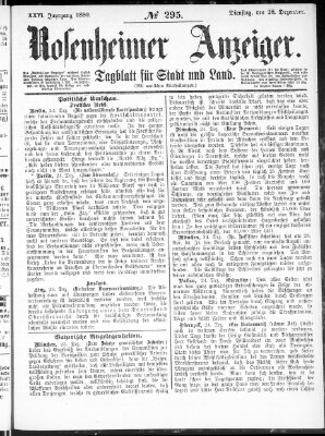 Rosenheimer Anzeiger Dienstag 28. Dezember 1880