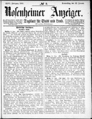 Rosenheimer Anzeiger Donnerstag 13. Januar 1881