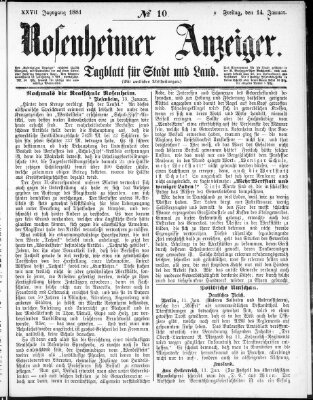 Rosenheimer Anzeiger Freitag 14. Januar 1881