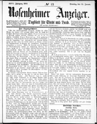 Rosenheimer Anzeiger Sonntag 16. Januar 1881