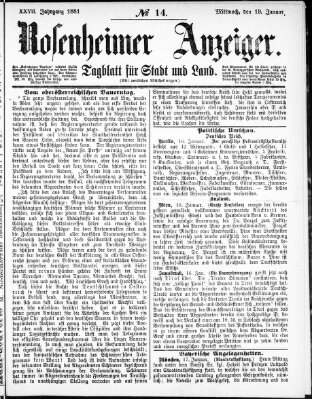 Rosenheimer Anzeiger Mittwoch 19. Januar 1881