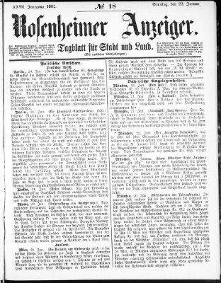 Rosenheimer Anzeiger Sonntag 23. Januar 1881