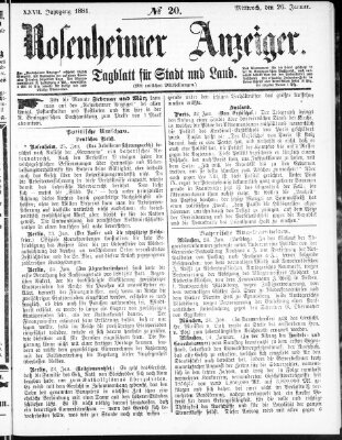 Rosenheimer Anzeiger Mittwoch 26. Januar 1881