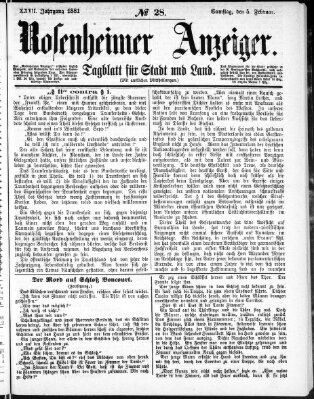 Rosenheimer Anzeiger Samstag 5. Februar 1881