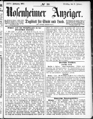 Rosenheimer Anzeiger Dienstag 8. Februar 1881