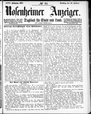 Rosenheimer Anzeiger Samstag 12. Februar 1881