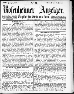 Rosenheimer Anzeiger Mittwoch 16. Februar 1881