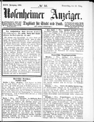 Rosenheimer Anzeiger Donnerstag 10. März 1881