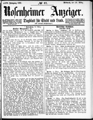 Rosenheimer Anzeiger Mittwoch 16. März 1881