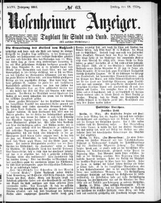 Rosenheimer Anzeiger Freitag 18. März 1881