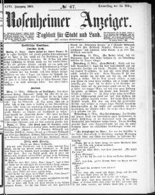 Rosenheimer Anzeiger Donnerstag 24. März 1881