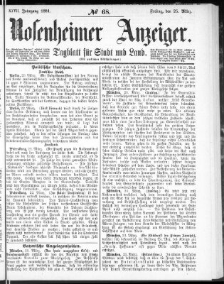 Rosenheimer Anzeiger Freitag 25. März 1881